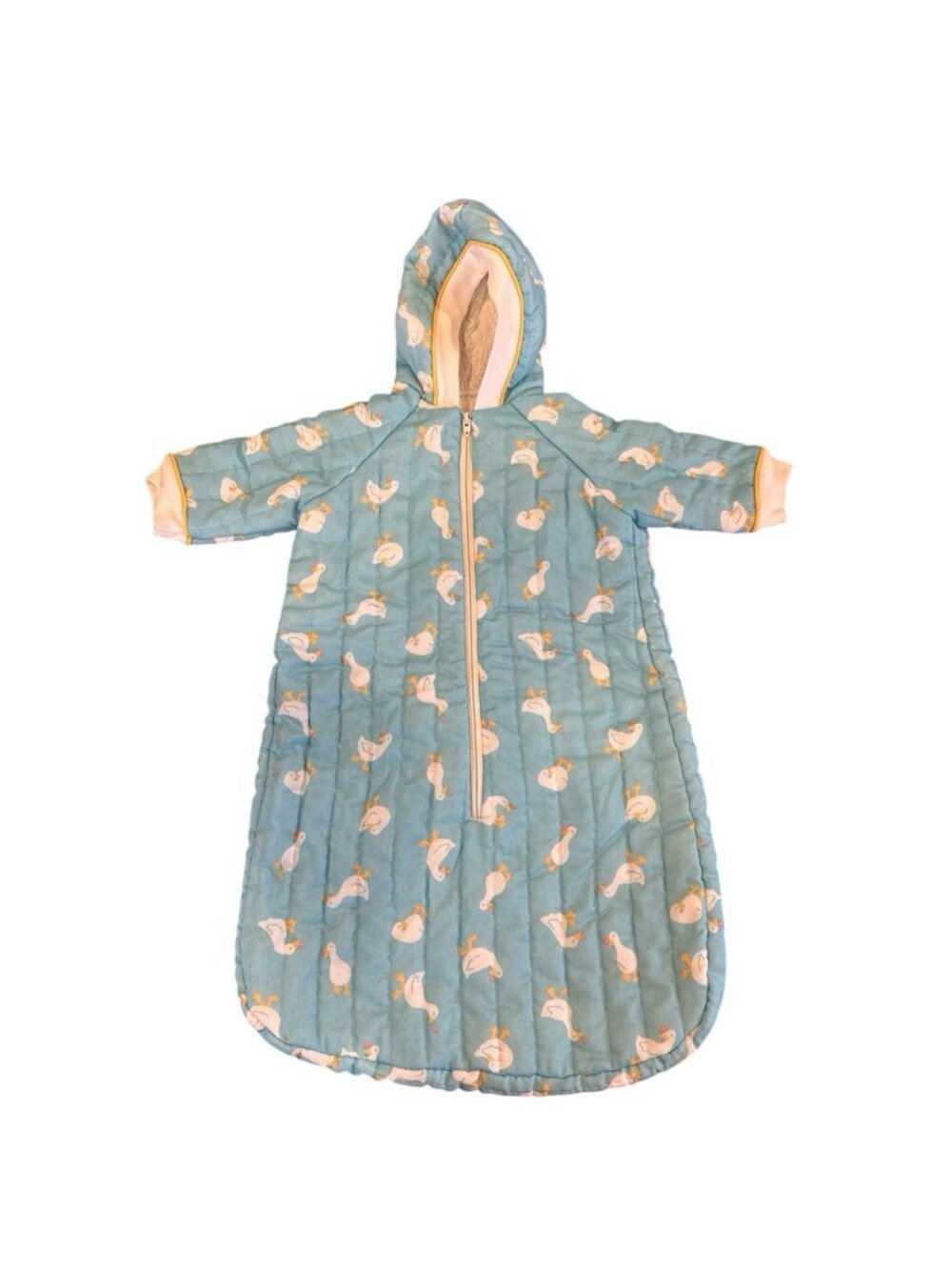 1980s Hooded Baby Bunting GEAR KIDS By SCHWAB 11-17 Lbs Medium Blue Ducks Terry